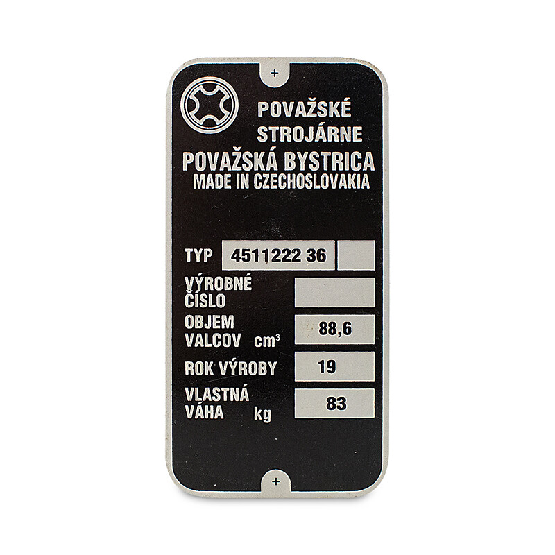 Etykieta na ramę Jawa 90 - kwadratowa