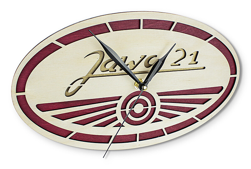 Zegar drewniany - logo Jawa 21 16,5x29,5cm