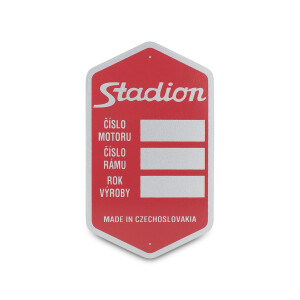 Štítek rámu červený STADION