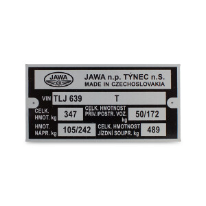 Etykieta na ramę J350/639