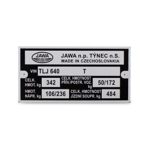 Etykieta na ramę J350/640