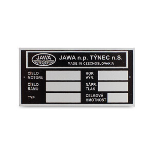 Etykieta na ramę Jawa 350 typ 634