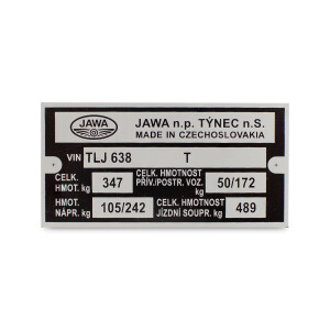 Etykieta na ramę Jawa 350 typ 638