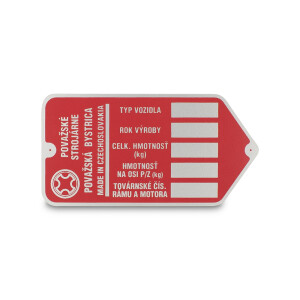 Etykieta na ramę Mustanga, J90, Babetta 207 - czerwona