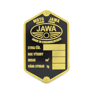 Etykieta na ramę Jawa 250/350 Perák – trawiony mosiądz