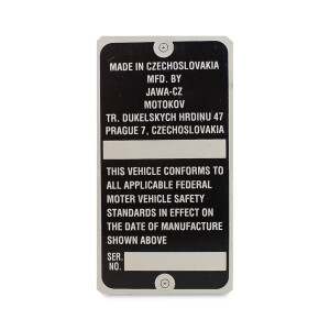 Etykieta na ramę ČZ enduro typ 988, 992 - angielska