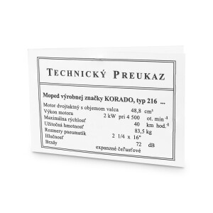 Karta Motorower Korádo Typ 216 - 2Kw