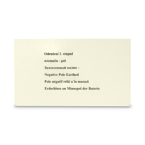 Naklejka na komorę akumulatora Jawa/ČZ - biegun ujemny