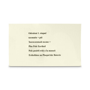 Naklejka na komorę akumulatora Jawa/ČZ - biegun plus