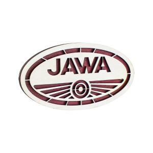 Drewniany magnes logo Jawa - 10x5,5cm